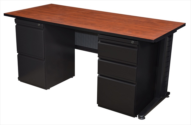 66 In. Double Ped Desk - Cherry