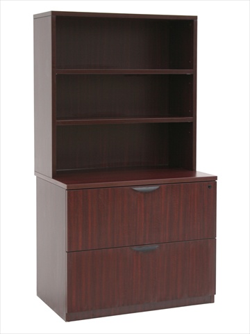 Lplfh3665mh Lateral File & Open Hutch - Mahogany