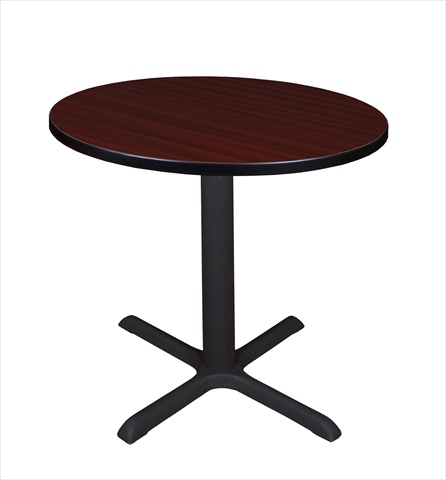 30 In. Round Cain Lunchroom Table - Mahogany