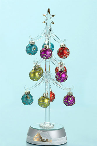 Kwa-903 11.5 In. Light Up Xmas Tree - Purple, Blue & Green Ornaments