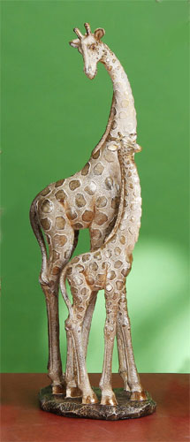 Lkc-228 18 In. Giraffe Mom And Baby Figurine With Mosaic
