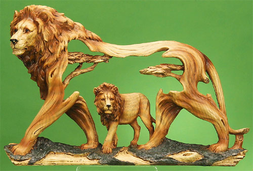 Mmd-185 8 In. Lion Woodlike Carving