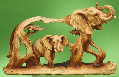 Mmd-186 8 In. Elephant Woodlike Carving
