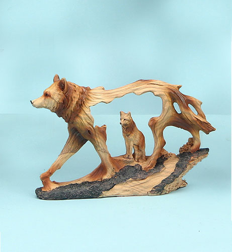 Mmd-195 4.5 In. Wolf Woodlike Carving