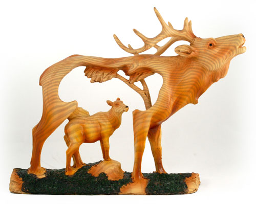 Mme-301 Large Animal Woodlike Carving - Elk