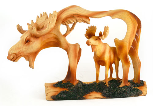 Mme-302 Large Animal Woodlike Carving - Moose