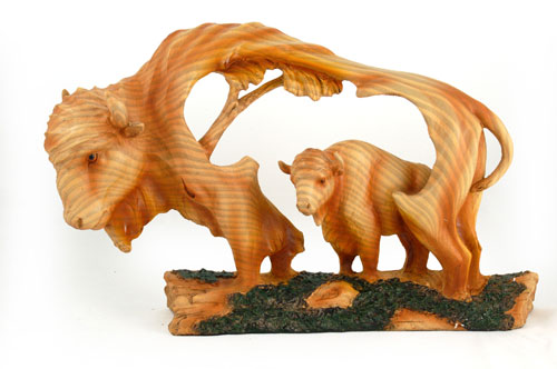 Mme-303 Large Animal Woodlike Carving - Buffalo