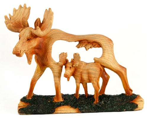 Mme-310 Small Animal Woodlike Carving - Moose