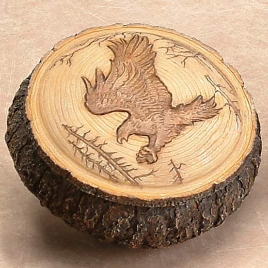 4 In. Faux Carved Wood Eagle Box