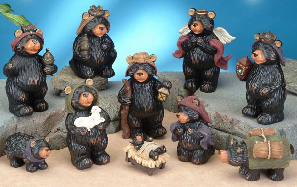 Py-3000 Black Bear Nativity Scene, 10 Pieces
