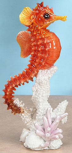 Yxc-921 9.25 In. Seahorse On White Coral, Orange