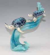 Yxe-949 9 In. Baby Sea Turtles Riding Blue Wave, Blue