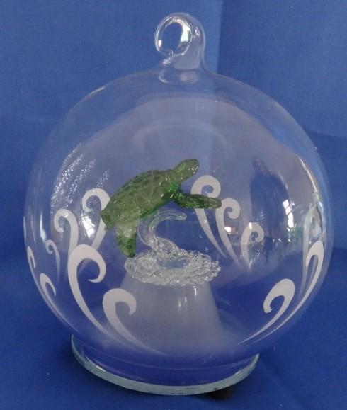 Hdd-115 4 In. Dia. Light Up Glass Ornament - Sea Turtle
