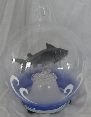 Hdd-116 4 In. Dia. Light Up Glass Ornament - Shark