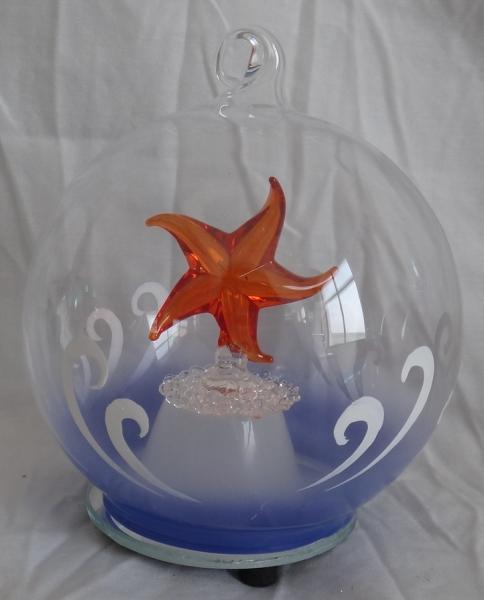 Hdd-118 4 In. Dia. Light Up Glass Ornament - Starfish