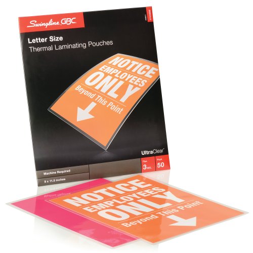 3745690c Swingline Ultraclear Thermal Laminating Pouches - Letter Size, 3 Mil. Pack Of 10