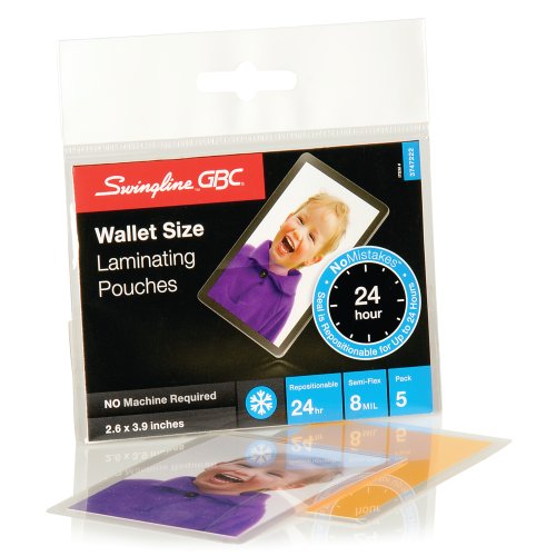 3747222c Swingline Selfseal Nomistakes Repositionable Self Adhesive Laminating Pouches- 8 Mil. Pack Of 6