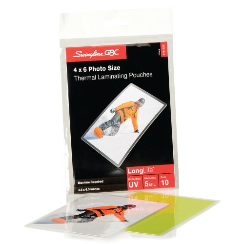 3747322c Swingline Longlife Thermal Laminating Pouches - 4 X 6 In. Photo Size, 5 Mil. Pack Of 10