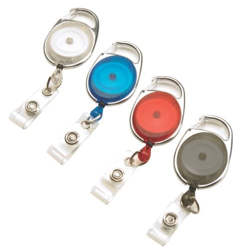 3747498 Swingline Translucent Retractable Carabiner Badge Reel - Assorted Colors, Pack Of 10