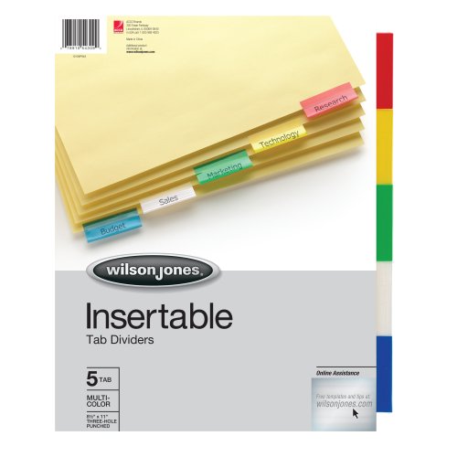 W54309a Insertable Tab Dividers, Pack Of 24