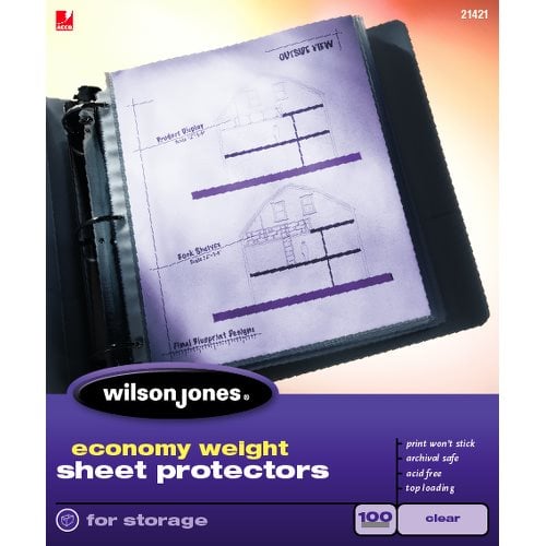 W21421 Clear Economy Weight Top-loading Sheet Protectors - 100 Ct. Pack Of 10