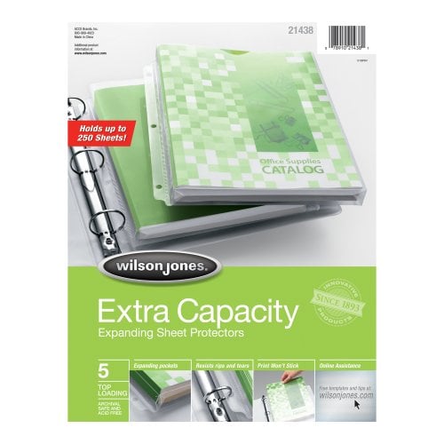 W21438 Extra Capacity Sheet Protectors, Clear - 5 Ct. Pack Of 10