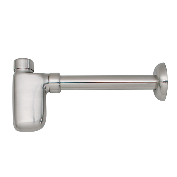 9102-sn Satin Nickel Decorative Bottle Trap With 13 In. Tailpipe Length