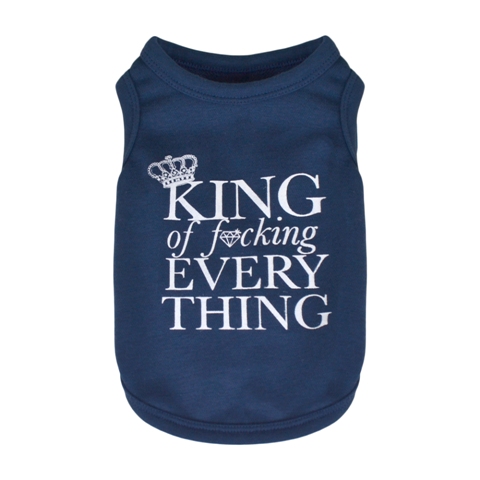 Dg00063nb-xs King Of F-cking Everything Shirt, Navy Blue, Extra Small