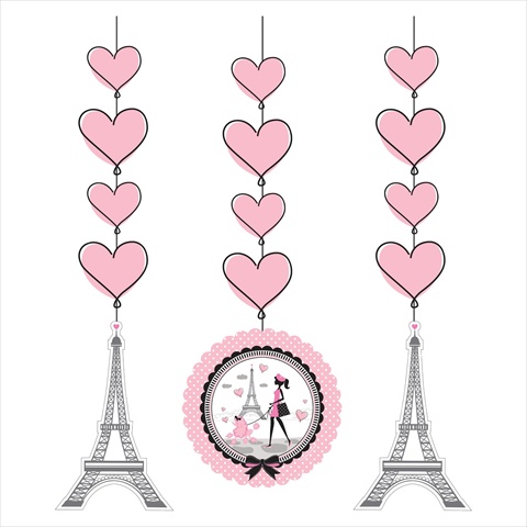 995584 Party In Paris - Hanging Cutouts - Case Of 18