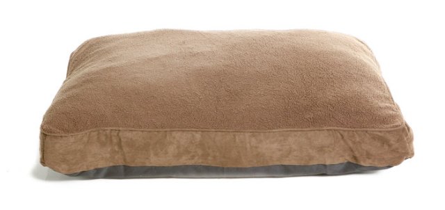 Furhaven 21442081 Snuggle Terry & Suede Deluxe Pillow - Espresso Large Pet Bed