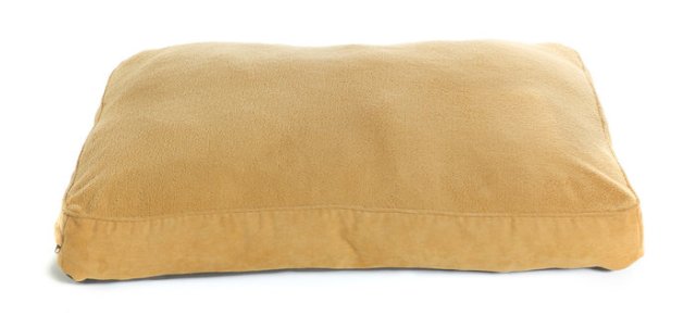 Furhaven 21342082 Snuggle Terry & Suede Deluxe Pillow - Camel Medium Pet Bed