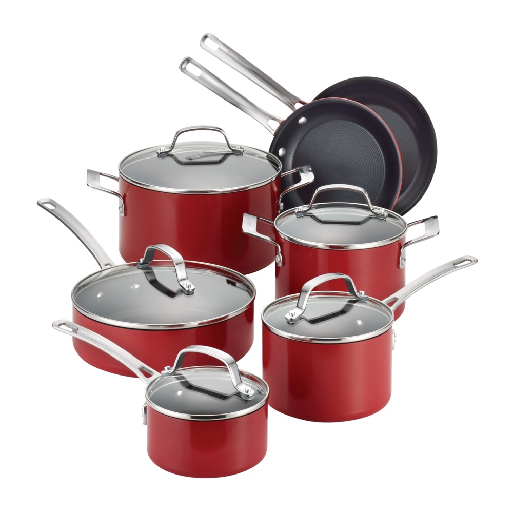 14501 Genesis Aluminum 12-piece Cookware Set, Red
