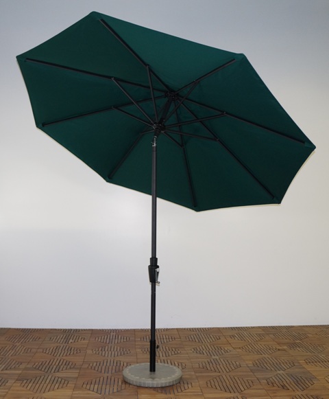 9 X 8 Ft. Rib Premium Market Umbrella - Licorice Frame, Forest Green Canopy