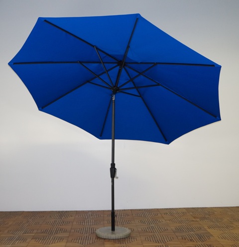 11 X 8 Ft. Premium Market Umbrella - Licorice Frame, Pacific Blue Canopy
