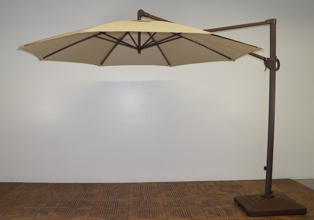 M952rb-106 11 Ft. Trigger Lift Cantilever Umbrella, Frame - Doro Brown, Canapy Antique Beige