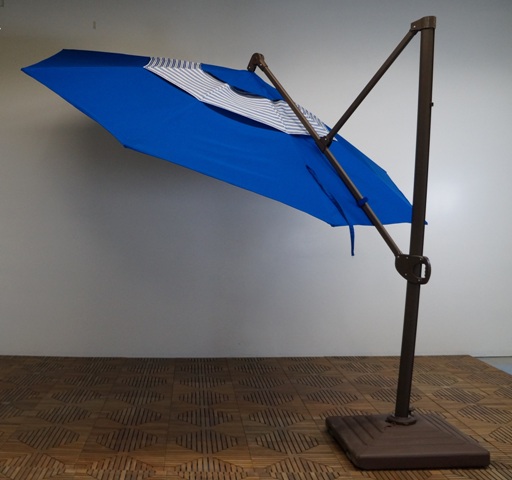 M2v952rb-102-02 11 Ft. Trigger Lift Cantilever Umbrella With Double Valance, Frame - Doro Brown, Pacific Blue