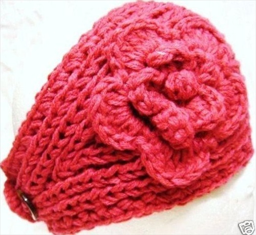 17305 Handmade Knit Crochet Headband, Pink