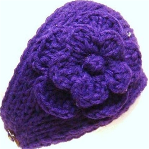 17306 Handmade Knit Crochet Headband, Purple