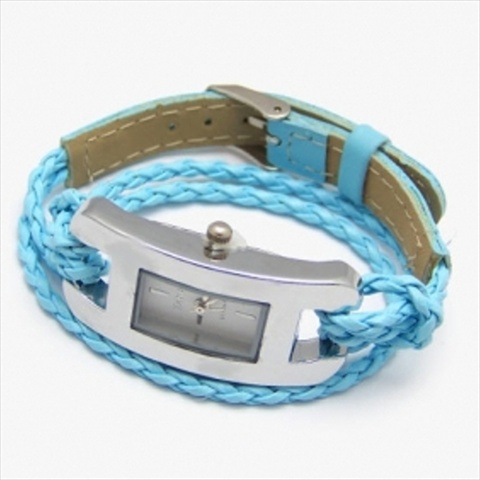 17324 Handmade Leather Bracelet Watch, Blue