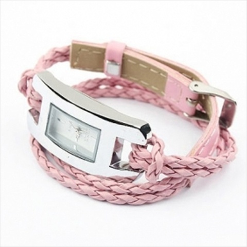 17325 Handmade Leather Bracelet Watch, Pink