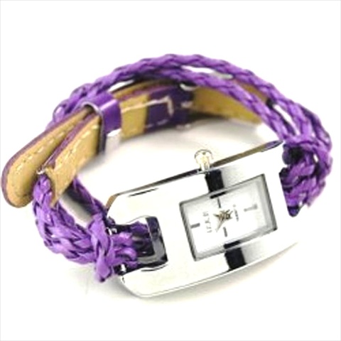 17326 Handmade Leather Bracelet Watch, Purple