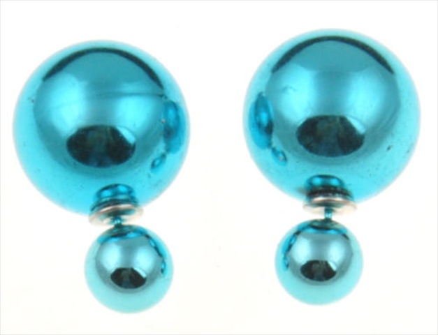 17962st Double Sided Pearl Stud Earrings, Shiny Teal