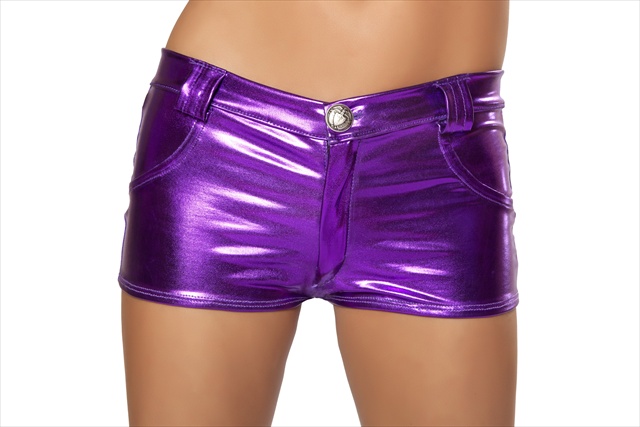 14-sh2965-pp-m-l Shorts With Pocket Detail, Medium-large - Purple