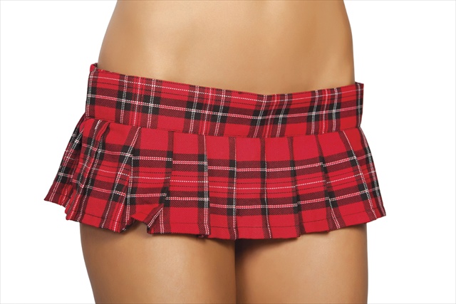 14-sk108-red-l 6 In. Pleaded Plaid Skirt, Large - Red Plaid