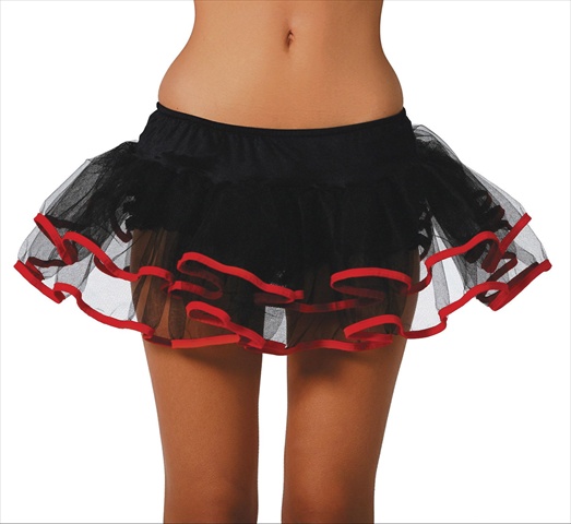 14-1600-blk-rd-o-s Double Layer Petticoat, One Size - Black & Red