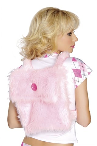 14-bp4125-bp-o-s Synthetic Fur Back Pack- One Size - Baby Pink