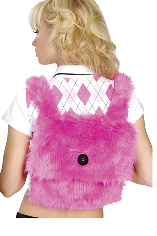 14-bp4125-hp-o-s Synthetic Fur Back Pack- One Size - Hot Pink