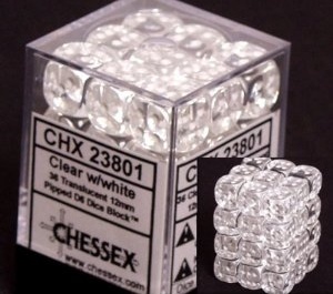 Chx23801 Chessex Translucent Clear & White D6 Dice Block