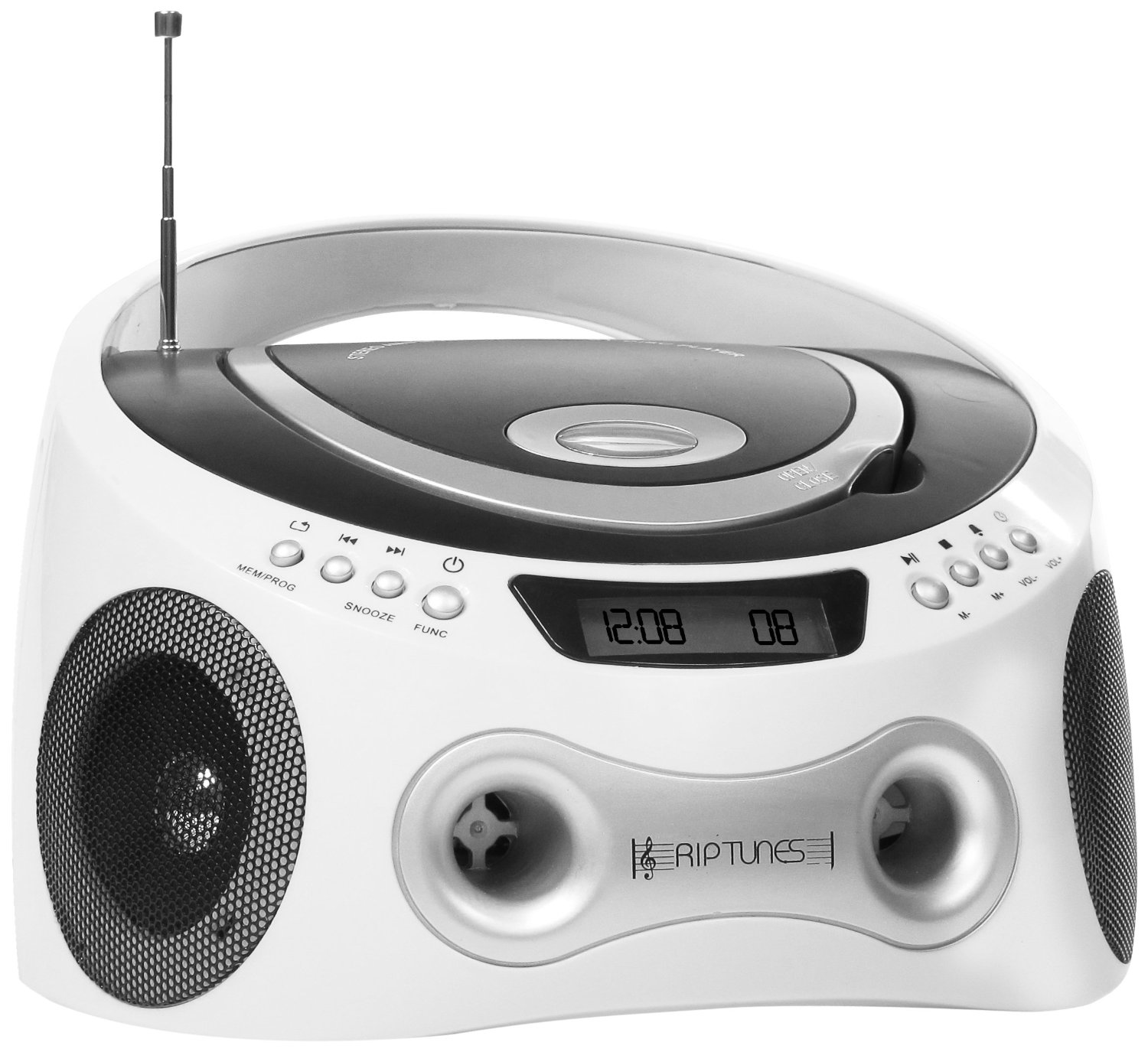 Riptunes Cd Mp3 Radio Stereo Boombox With Display And Aux-in Port For All Mp3 Players