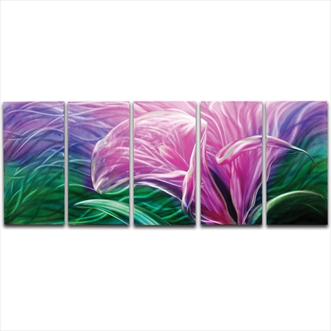 Ma10055 59 X 24 In. Electric Lily 5-panel Handmade Metal Wall Art